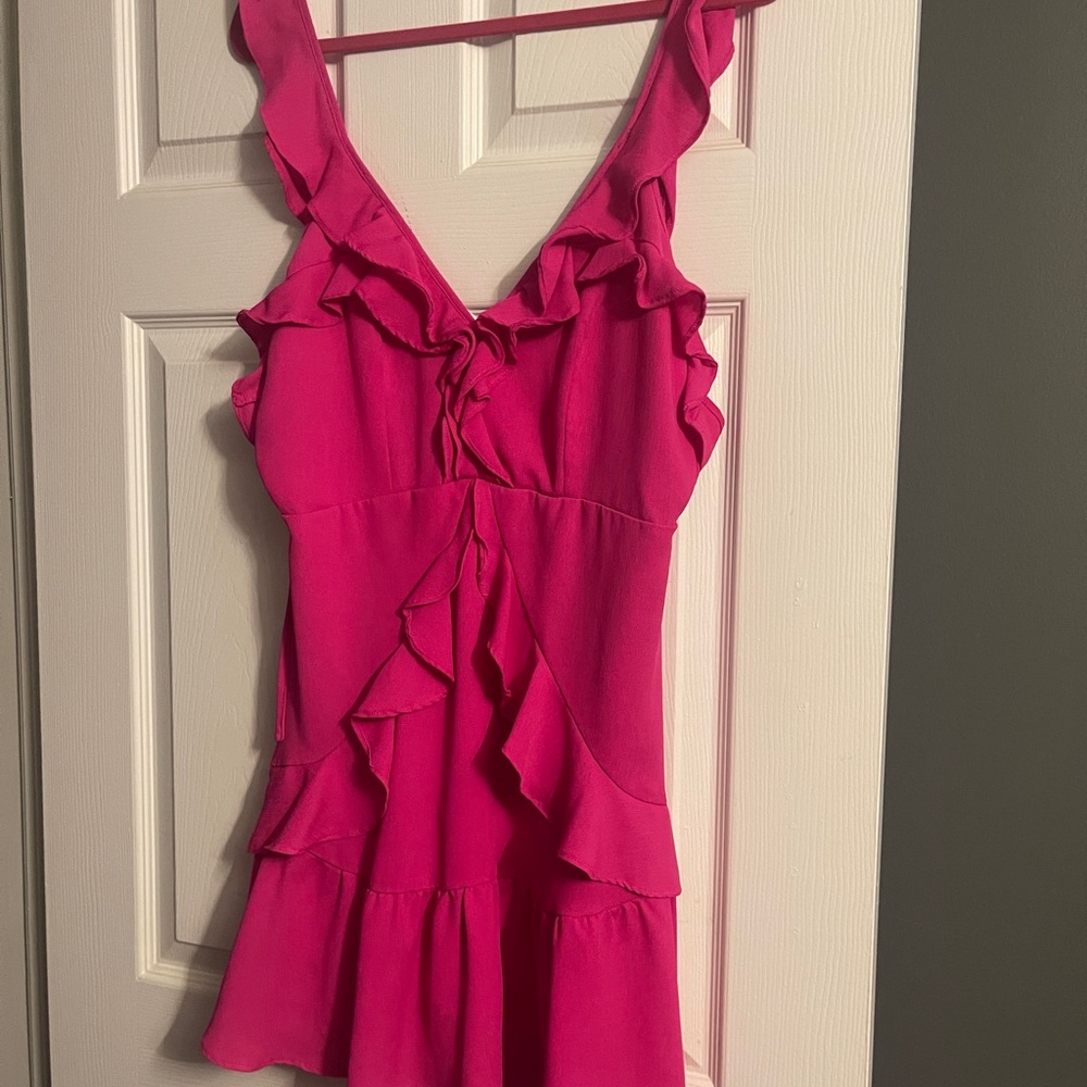 Pink Ruffled Dress Open Back, L